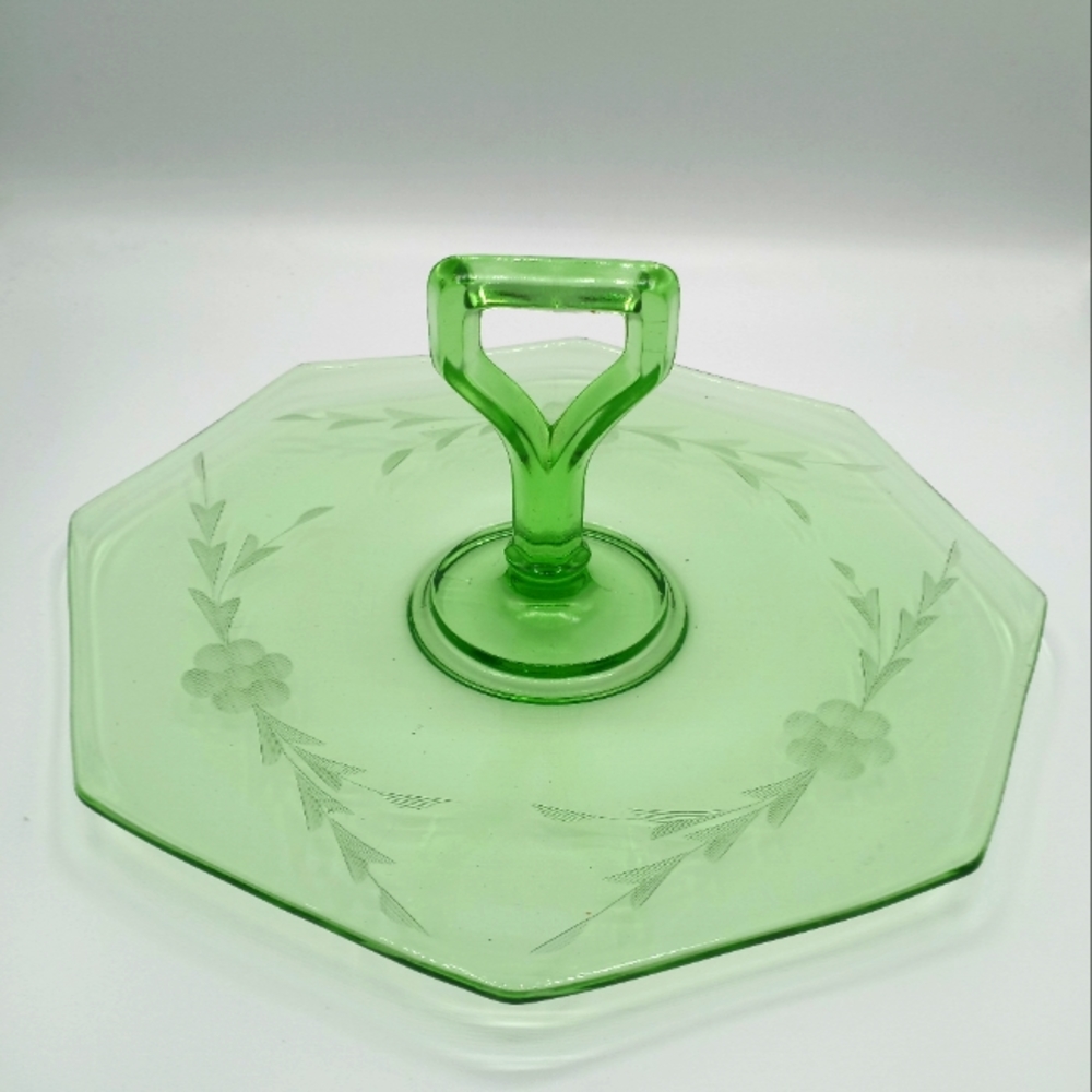 Vintage depression glass serving tray